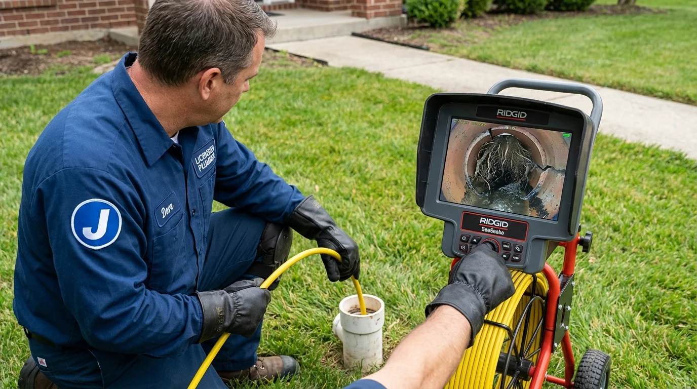 Sewer camera inspection being performed by Johns Plumbing LLC in Oakridge