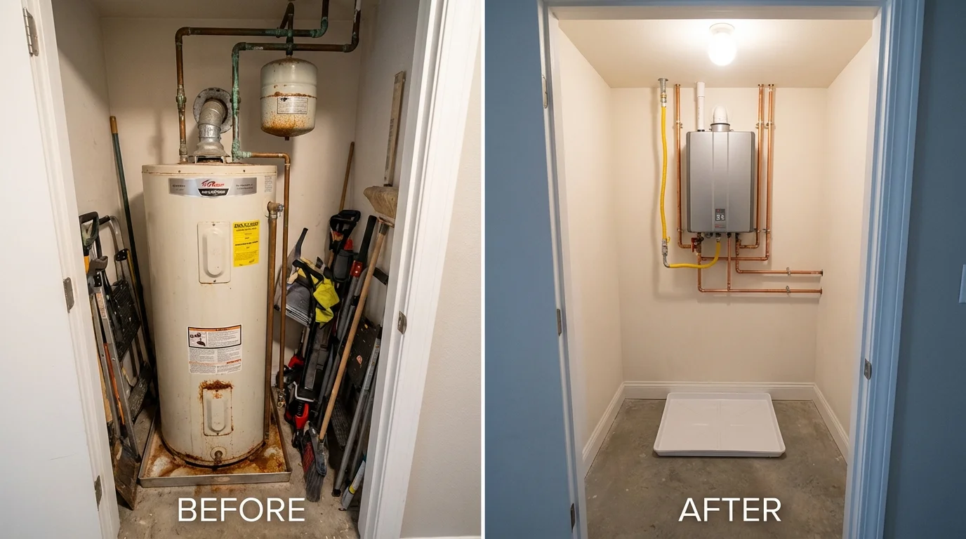 Tank water heater versus wall-mounted tankless unit comparison for Oakridge, OR homeowners