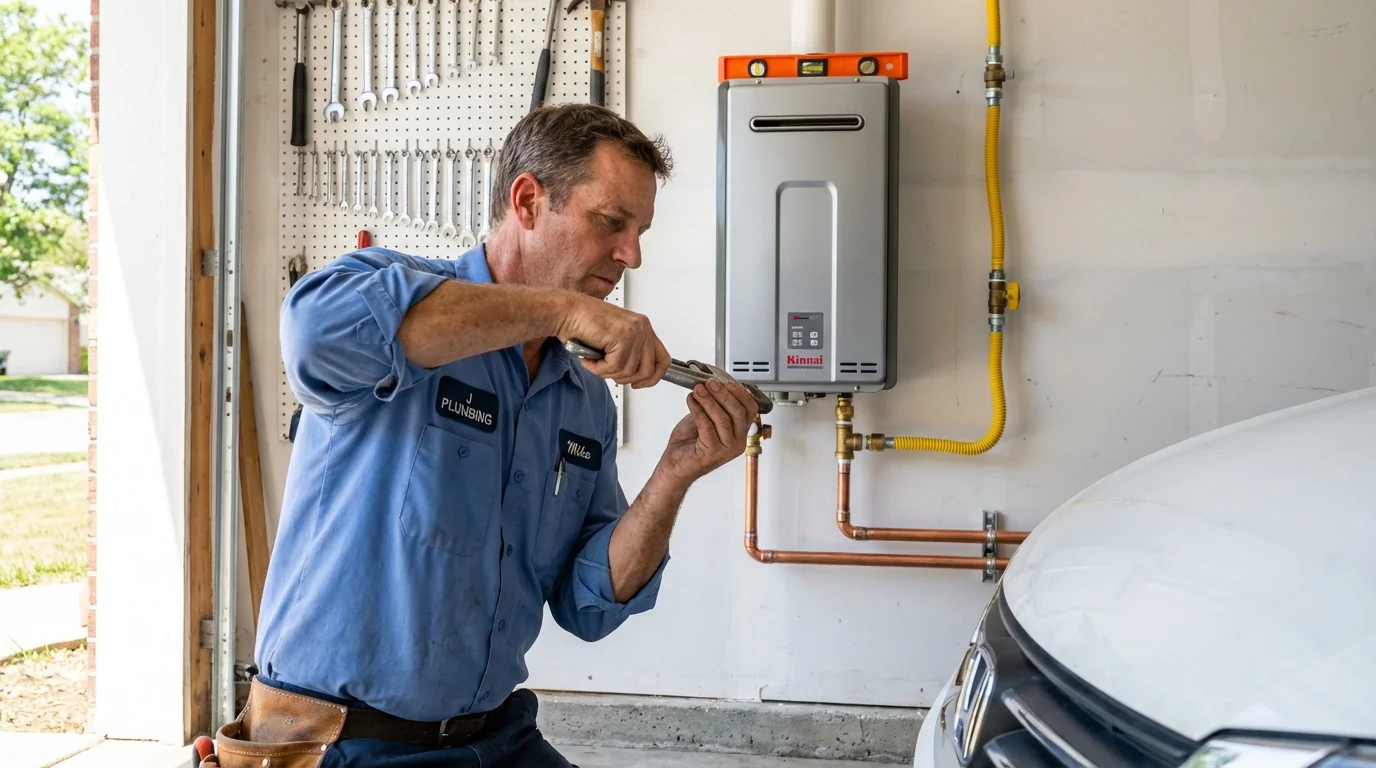 Tankless water heater installation by a Johns Plumbing LLC plumber in Oakridge