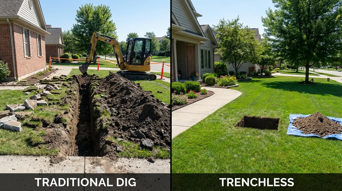 Trenchless sewer repair with minimal yard damage versus traditional excavation in Oakridge, OR